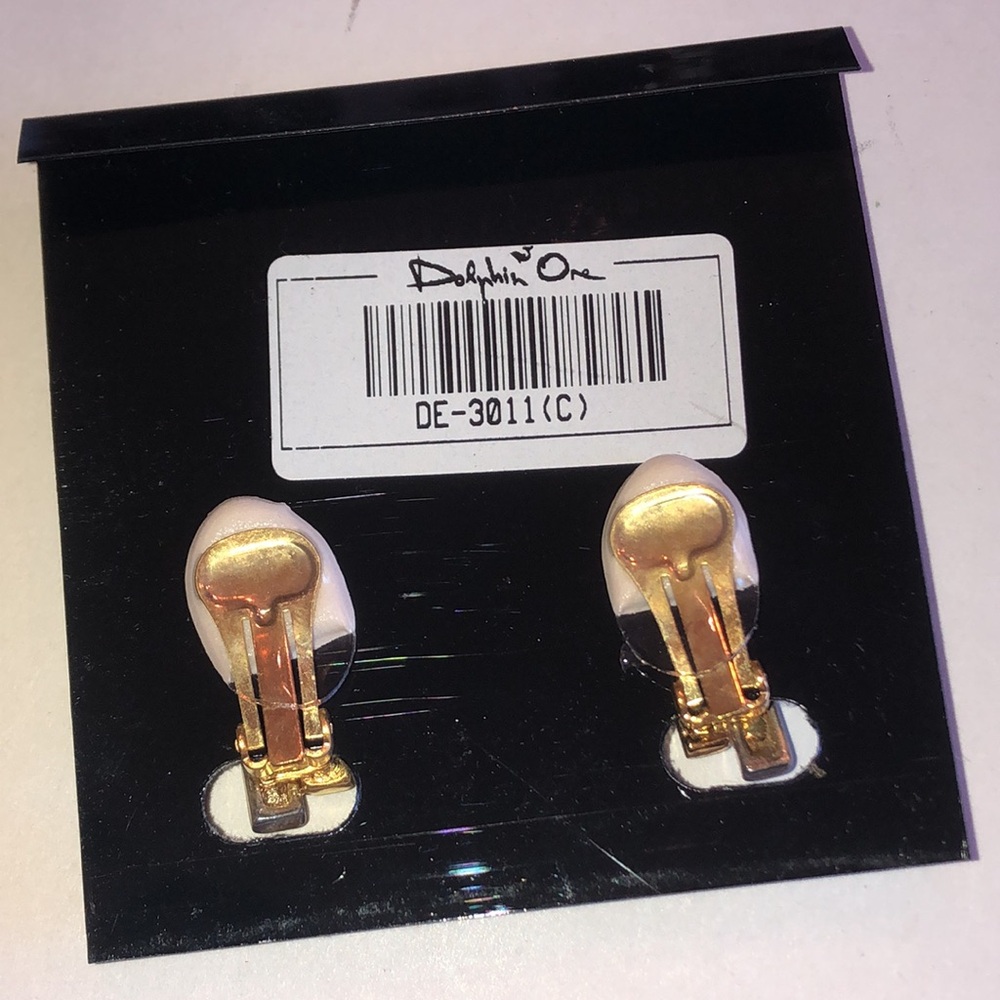 Dolphin Ore Gold Tone and Silver Tone Clip On Earrings - Picture 4 of 5